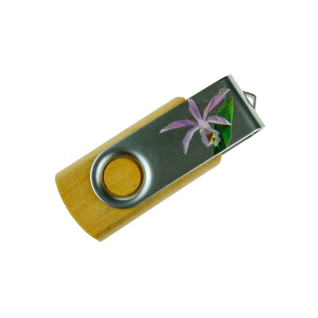 花朵旋轉木質隨身碟-